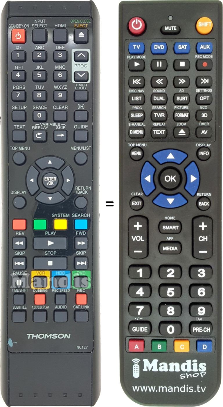 Replacement remote control NC127