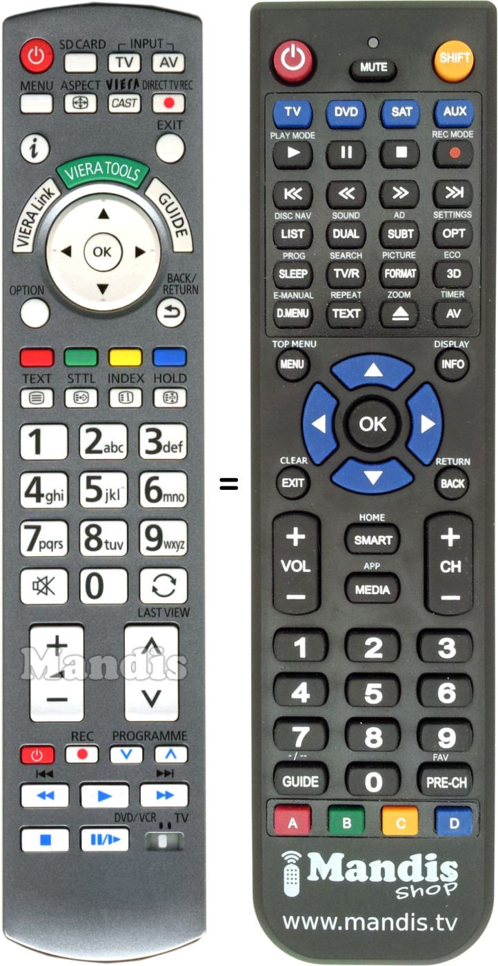 Replacement remote control Panasonic N2QAYB000504
