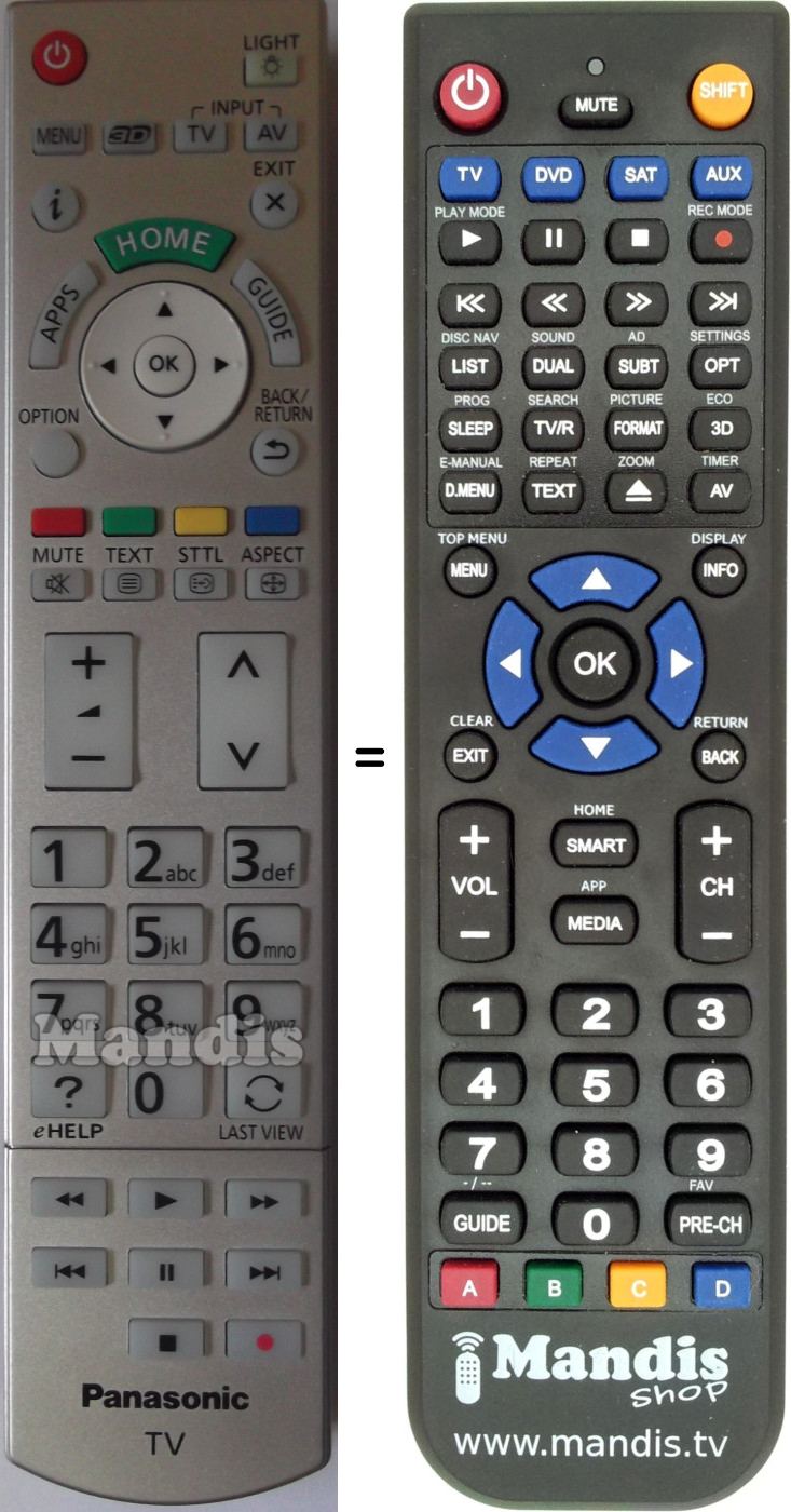 Replacement remote control National N2QAYB000842