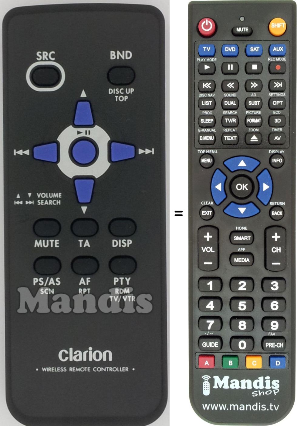 Replacement remote control RCB-176