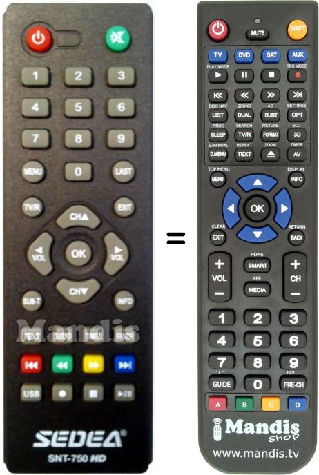 Replacement remote control DIGITRONIC SNT750HD