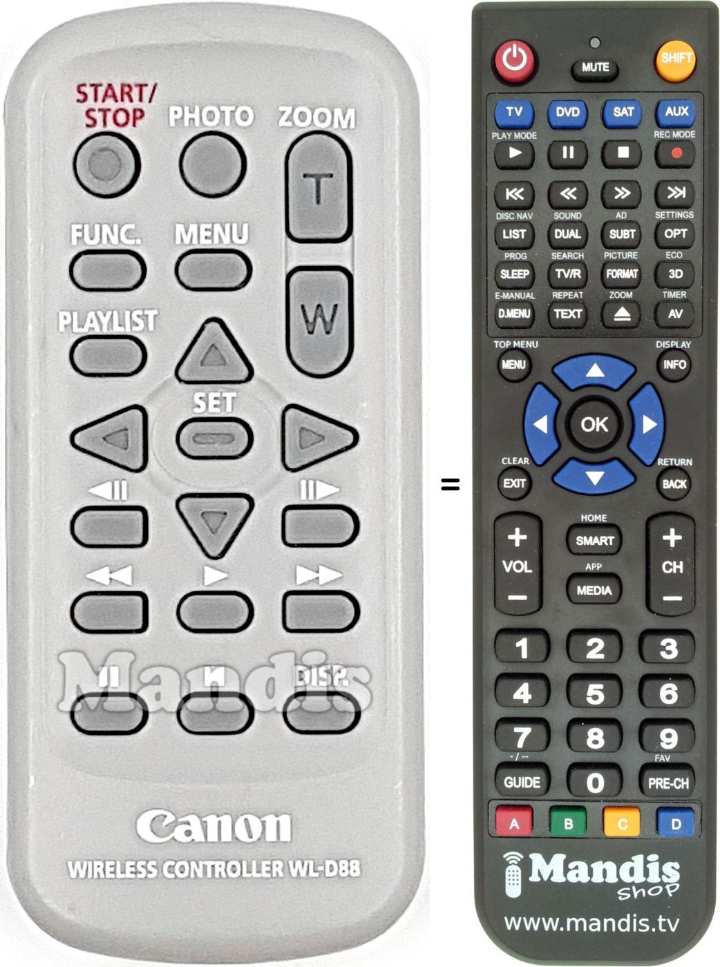 Replacement remote control WL-D88