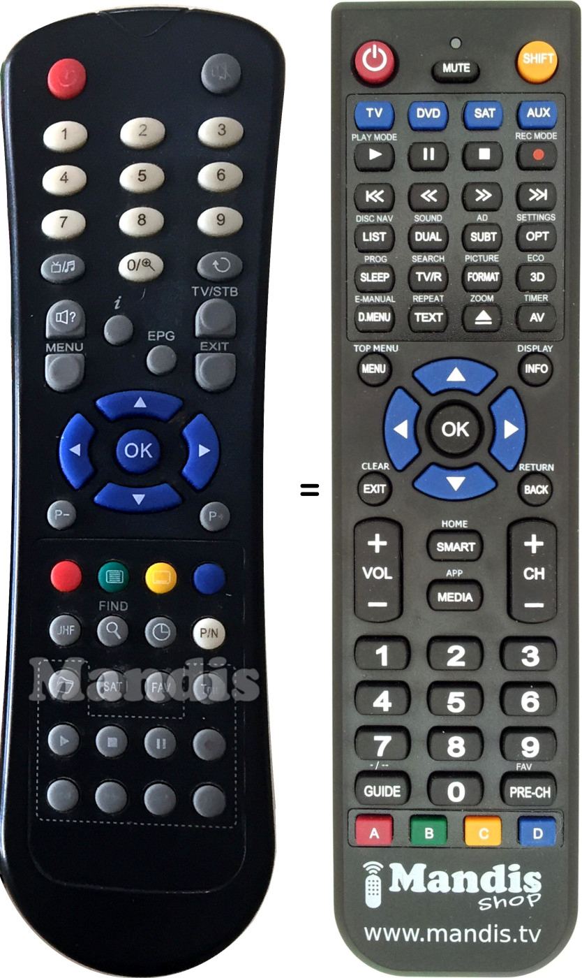 Replacement remote control Golden Media JX-1239A