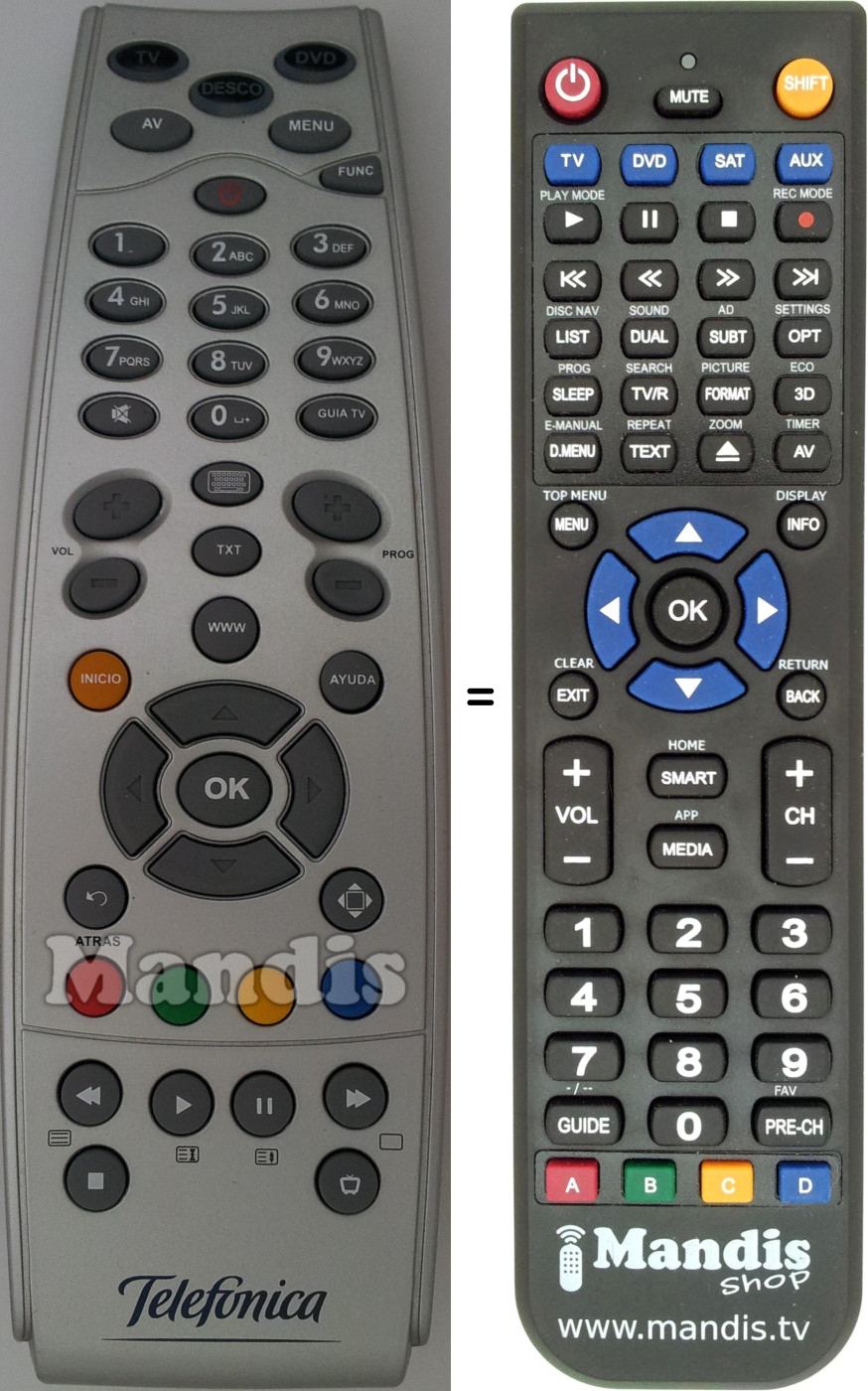 Replacement remote control URC39860