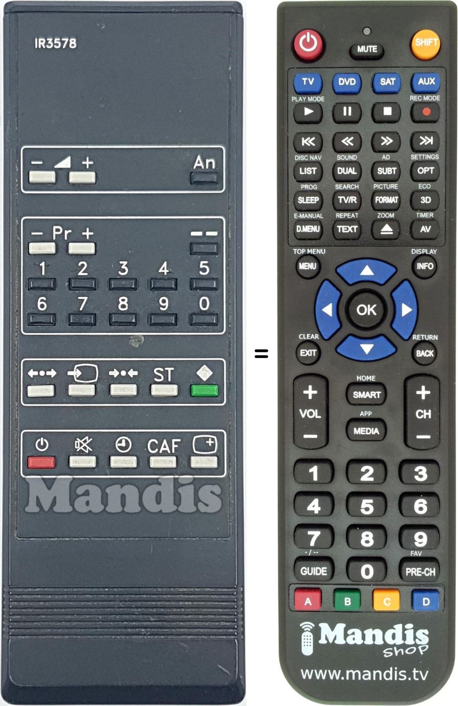 Replacement remote control IR3578