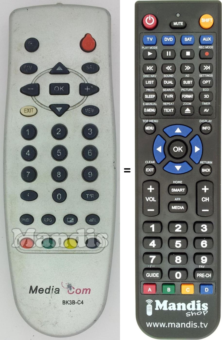 Replacement remote control BK3B-C4