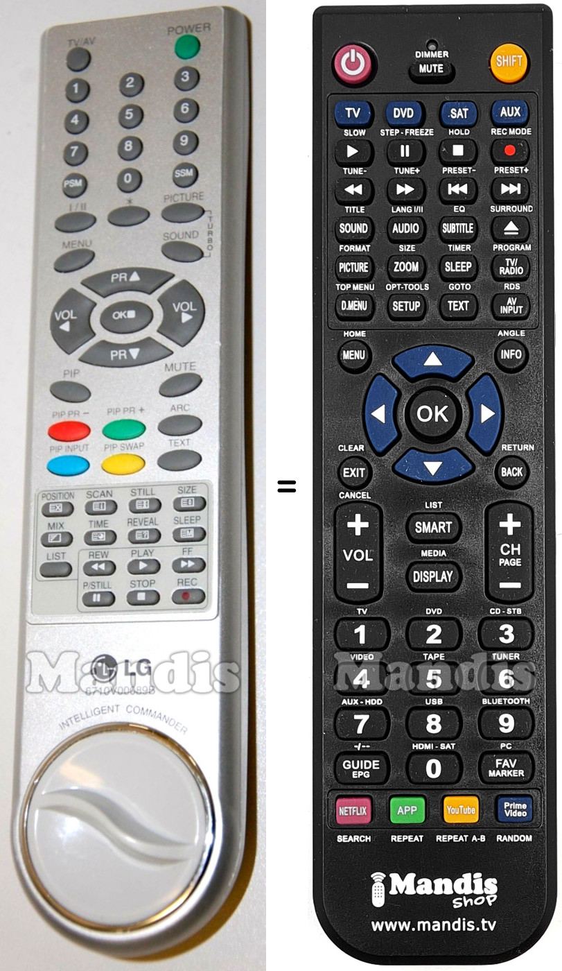 Replacement remote control LG 6710V00089B