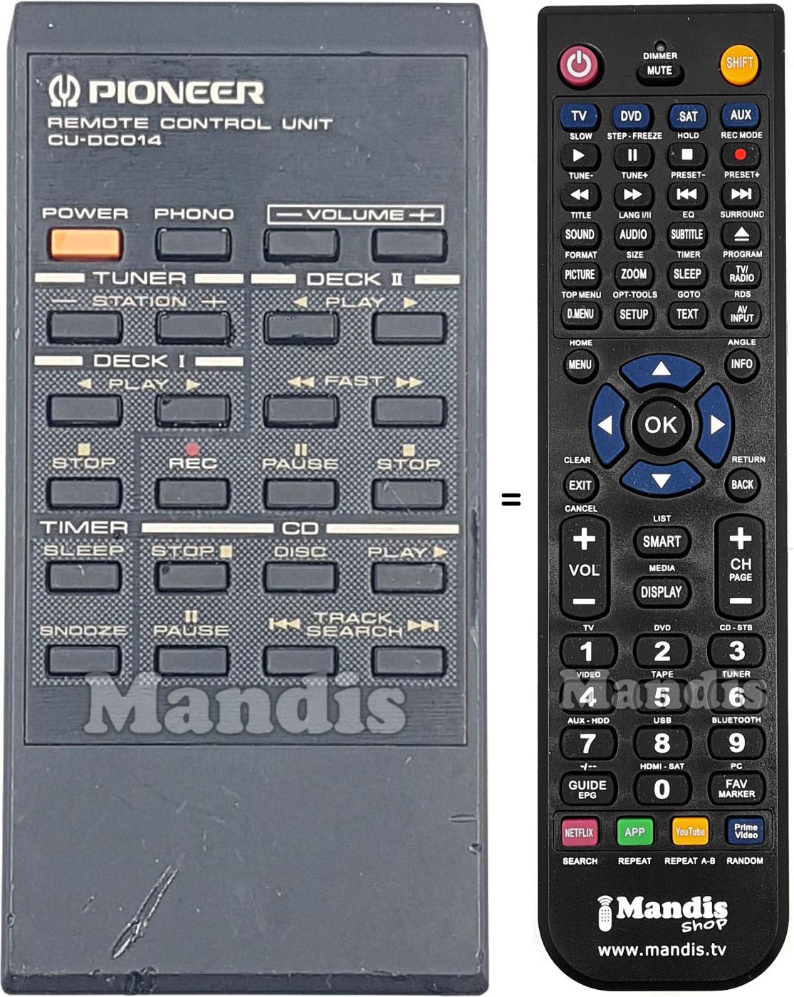 Replacement remote control Pioneer CU-DC014