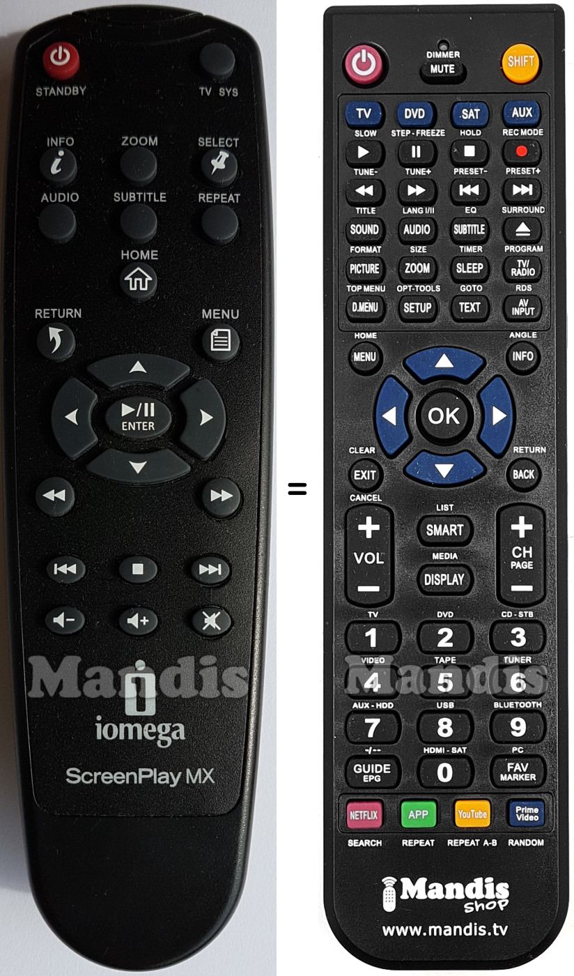 Replacement remote control Toshiba SCREENPLAYMX
