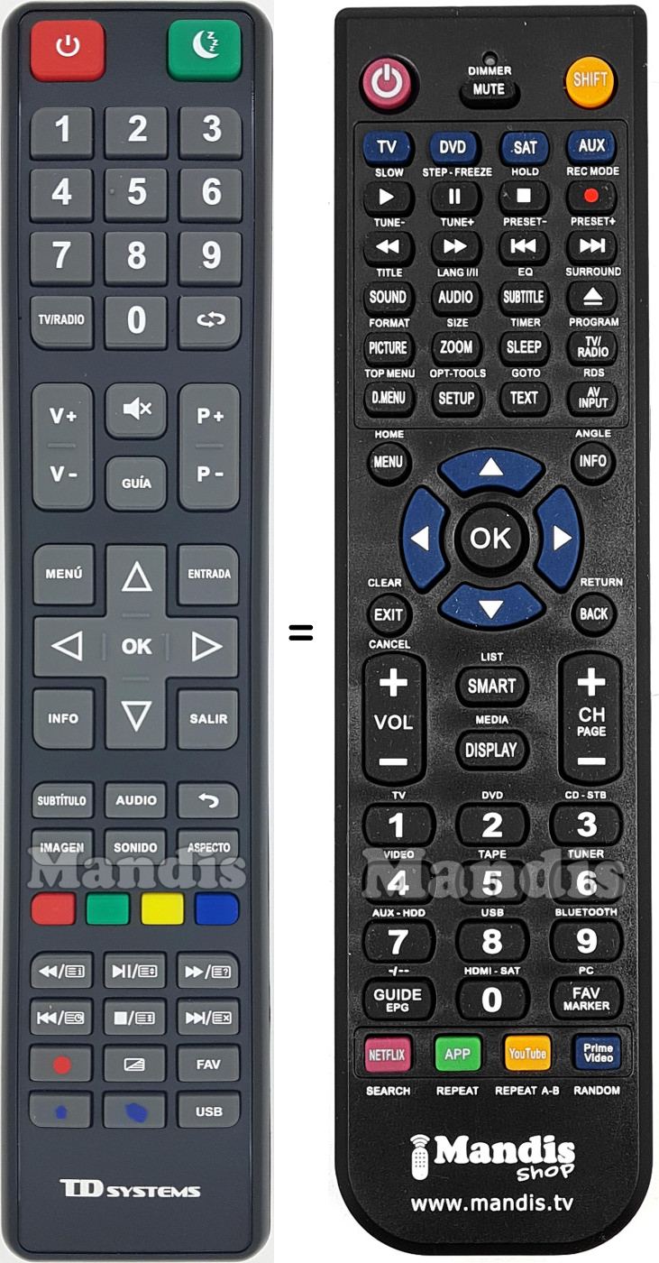 Replacement remote control TD Systems K32DLX9HS