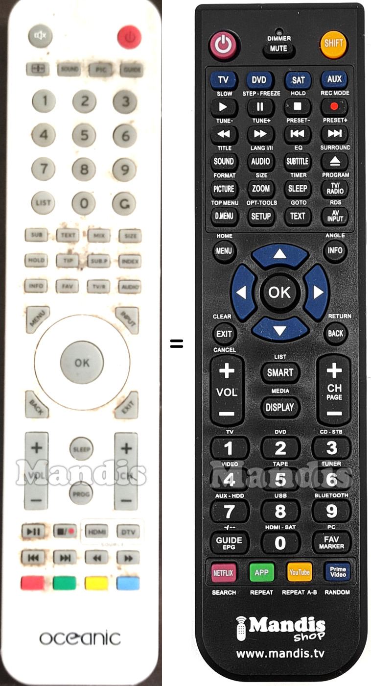 Replacement remote control Oceanic OCEALED2419W9