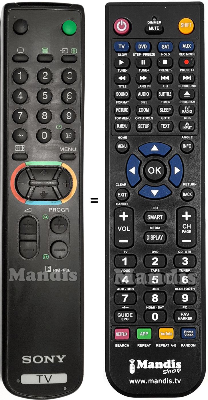Replacement remote control Sony RM836