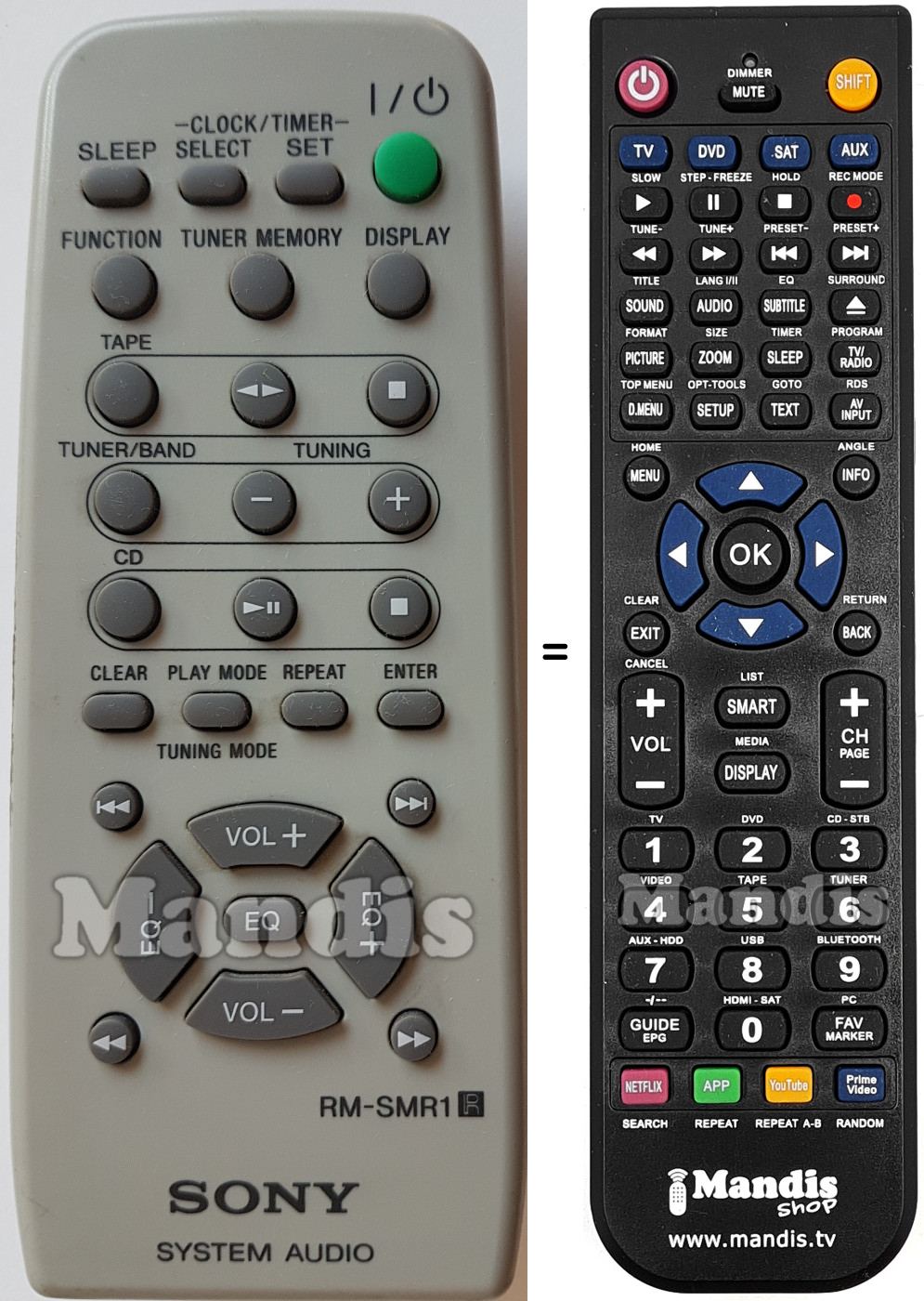 Replacement remote control Sony RM-SMR1