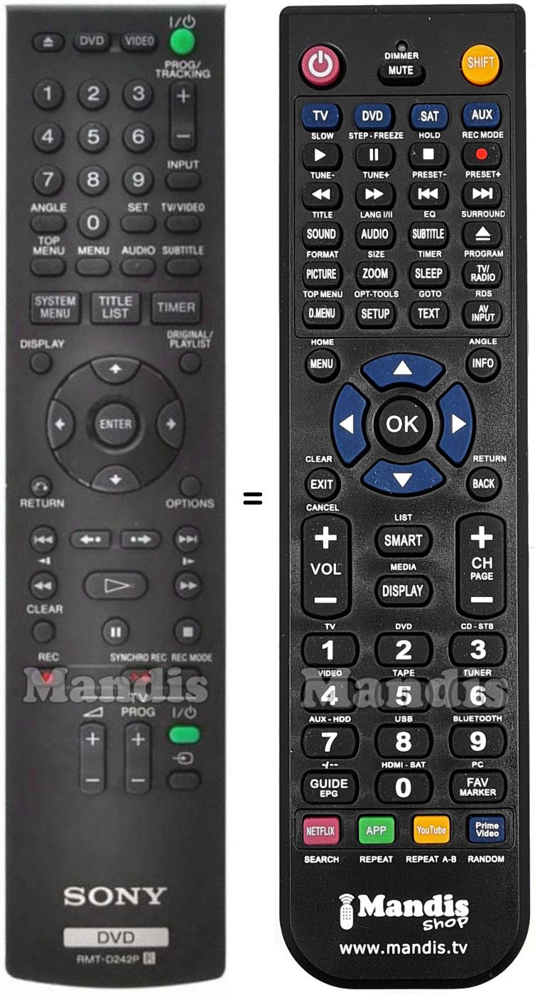 Replacement remote control Sony RMT-D242P