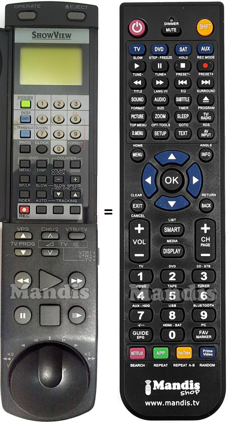 Replacement remote control Hitachi VT-RM 264 E
