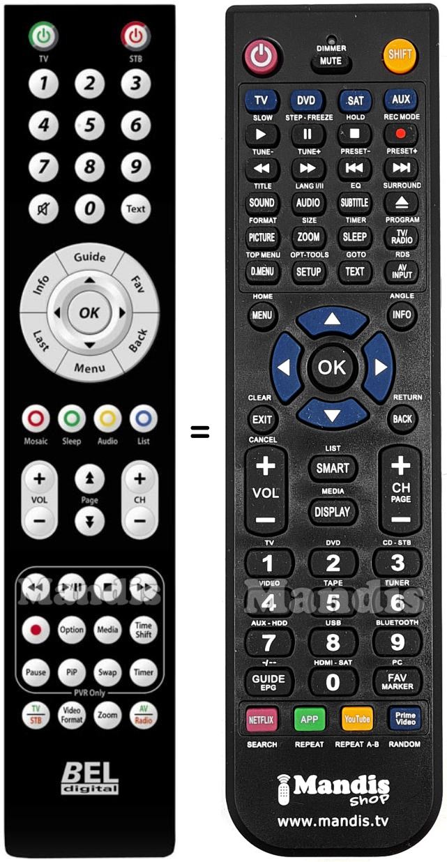 Replacement remote control BEL DIGITAL HD5010S
