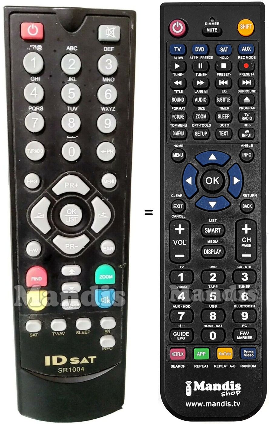 Replacement remote control ID Sat SR 1004