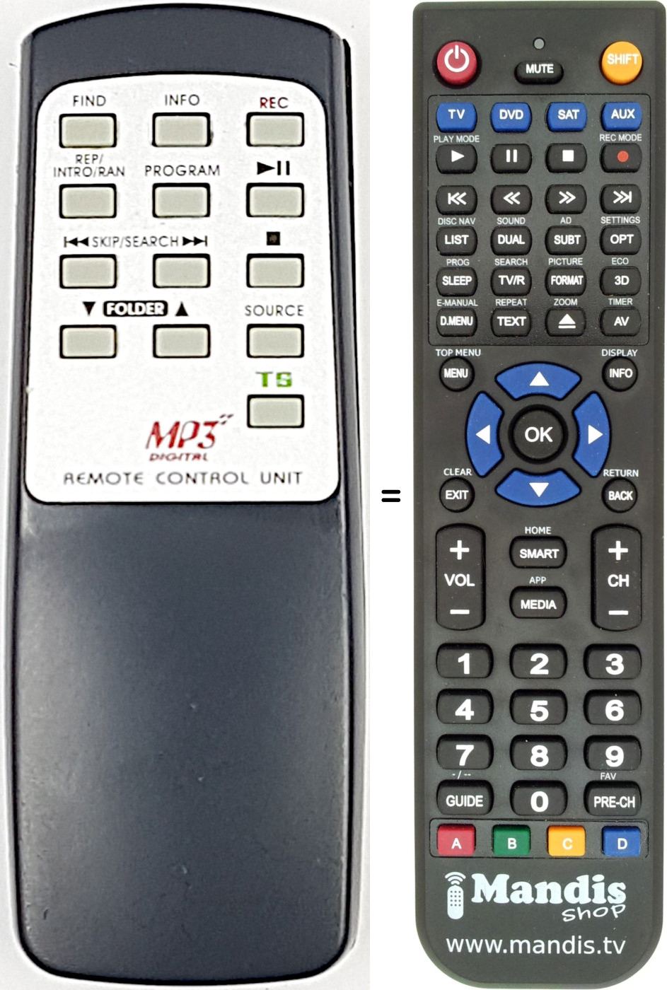 Replacement remote control AUNA 388-BT