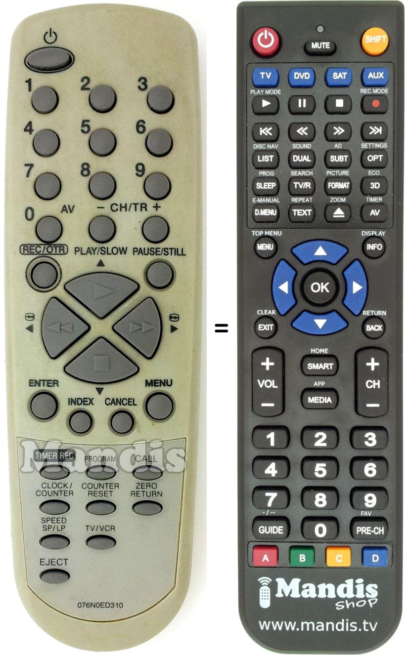 Replacement remote control 076N0ED310