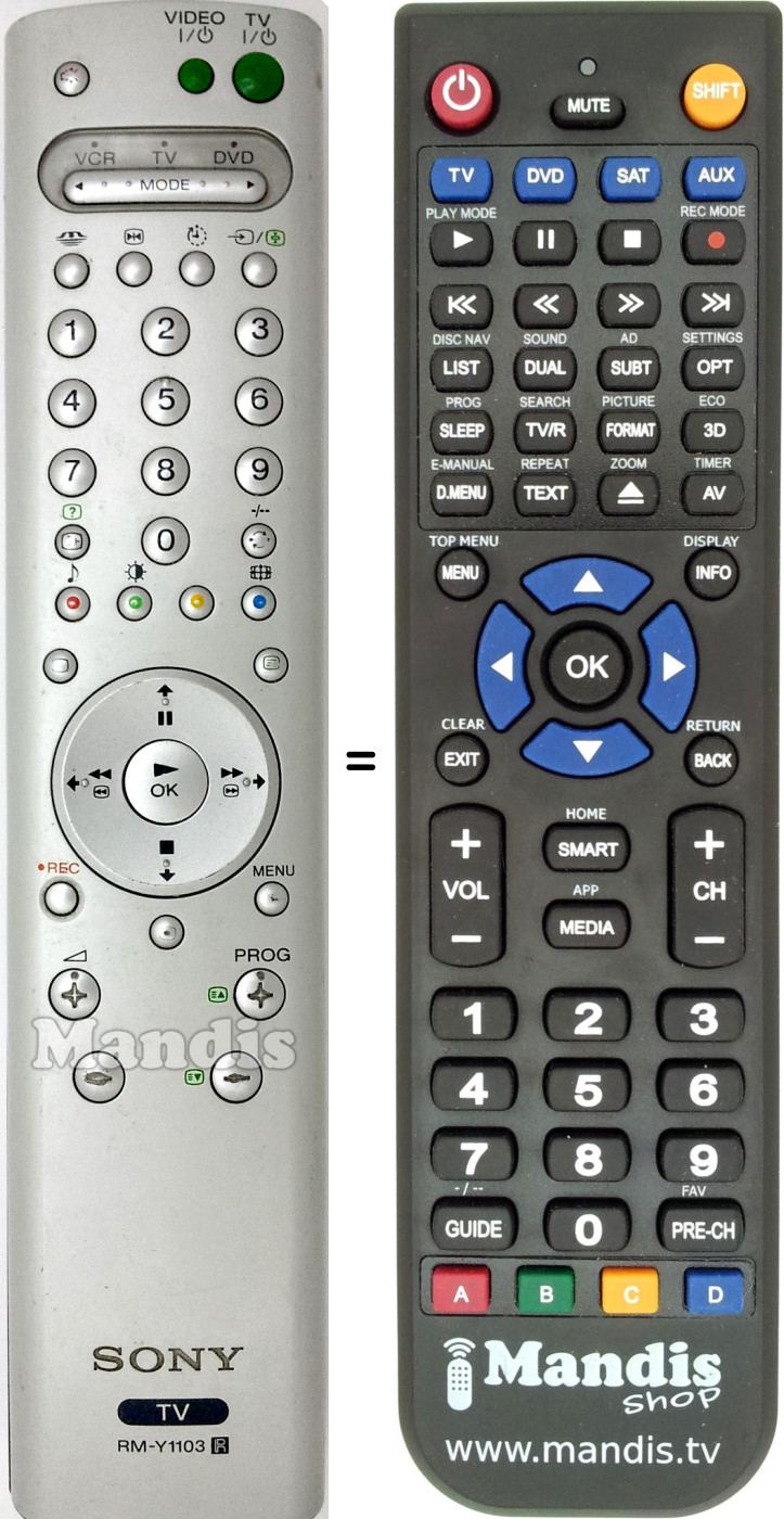 Replacement remote control Sony RM-Y 1103