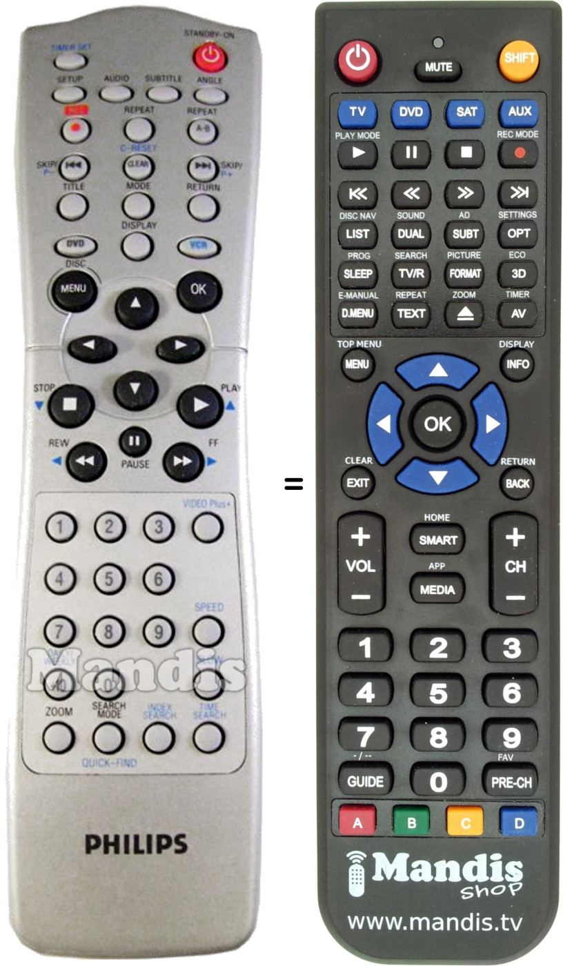 Replacement remote control SCHNEIDER FRANCE DVD740VR