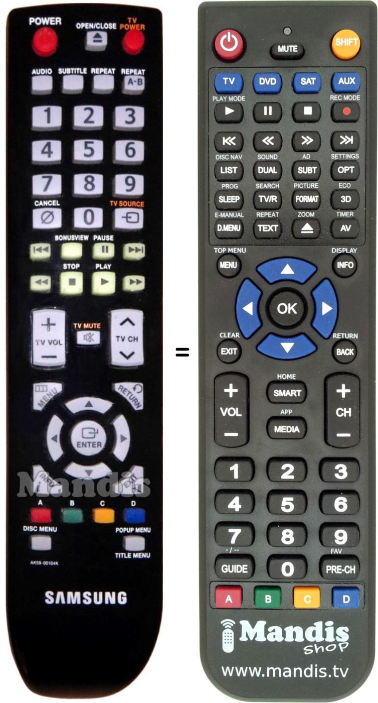 Replacement remote control Samsung AK59-00104 K