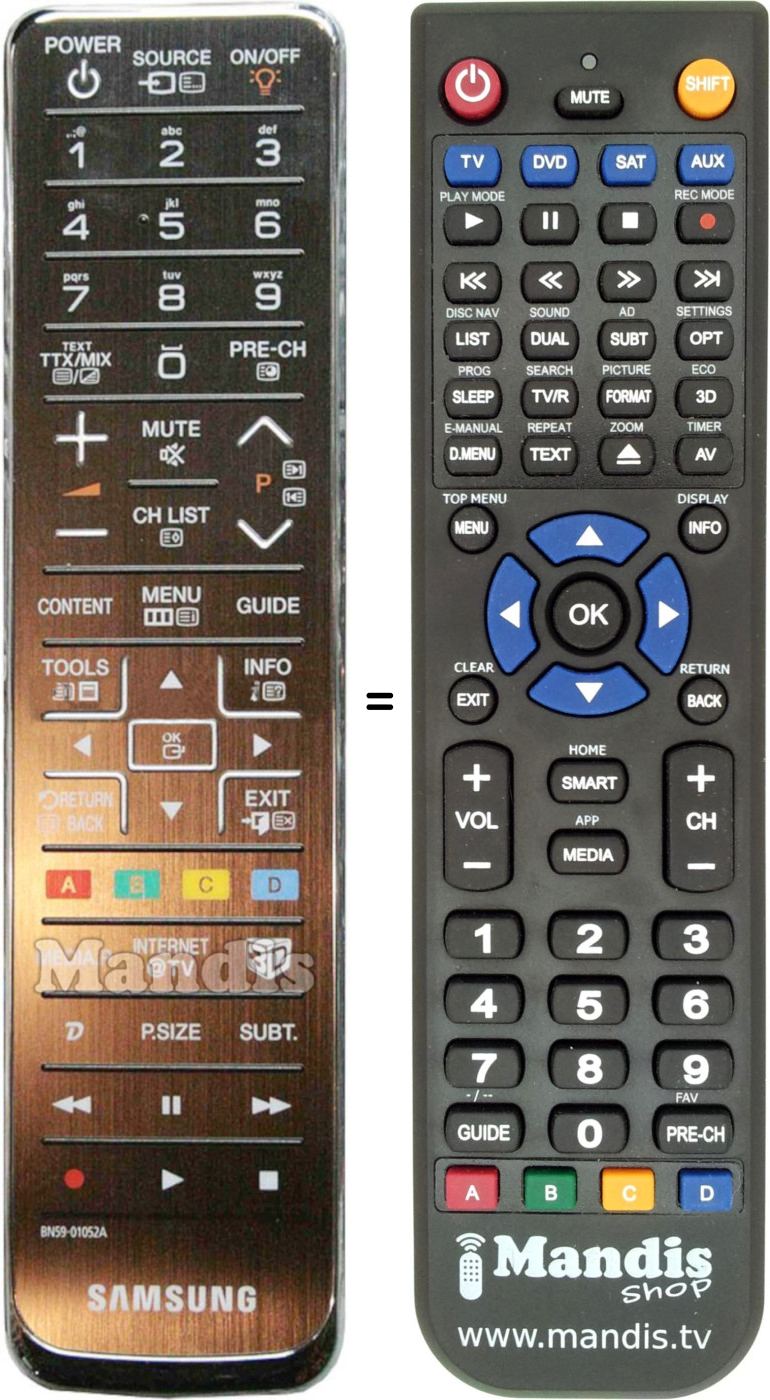 Replacement remote control Samsung BN59-01052A