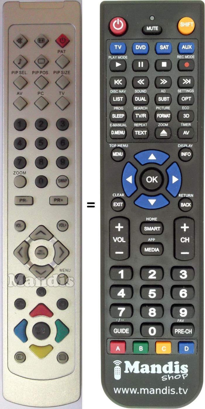 Replacement remote control Audiosonic Y10187R