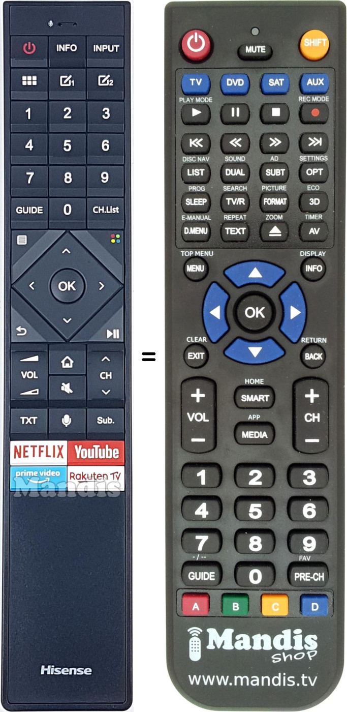 Replacement remote control Hisense ERF3A70