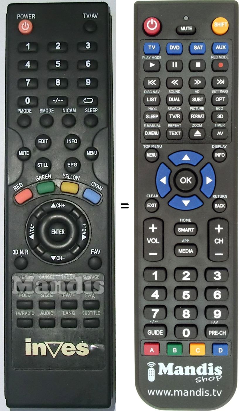 Replacement remote control INVES IN319PB