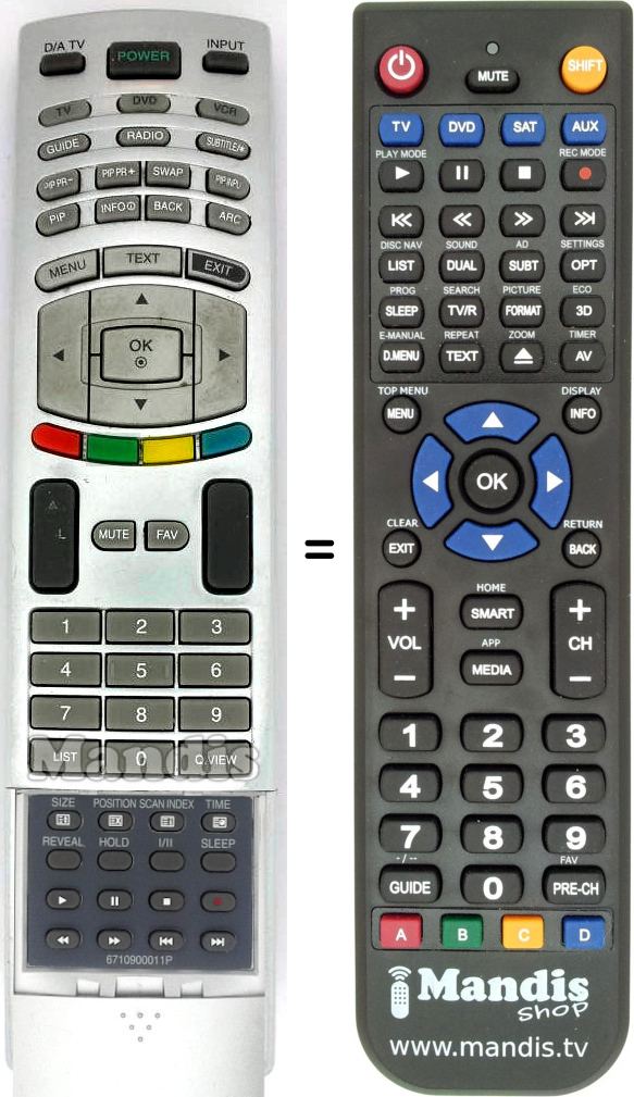Replacement remote control LG 6710 900011 P