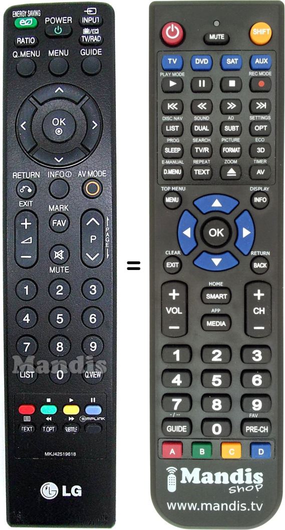 Replacement remote control LG MKJ 42519618