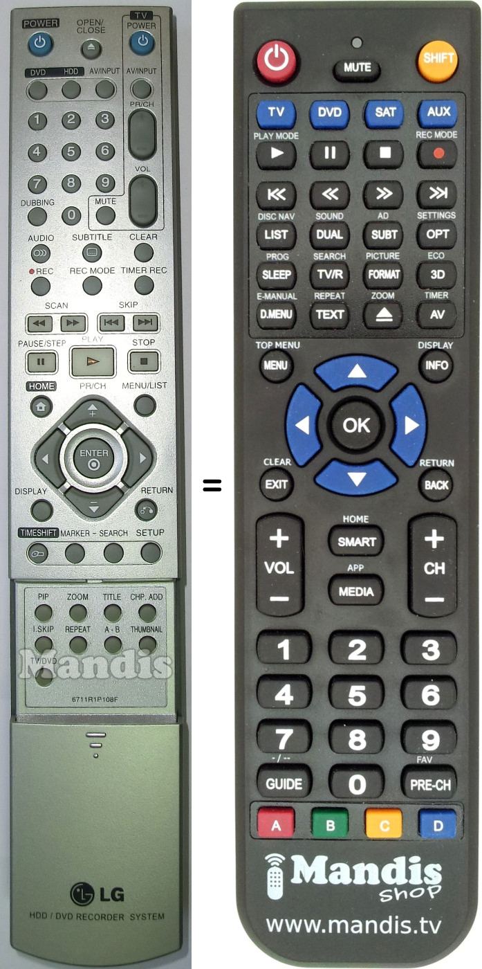 Replacement remote control Goldstar 6711R1P108F