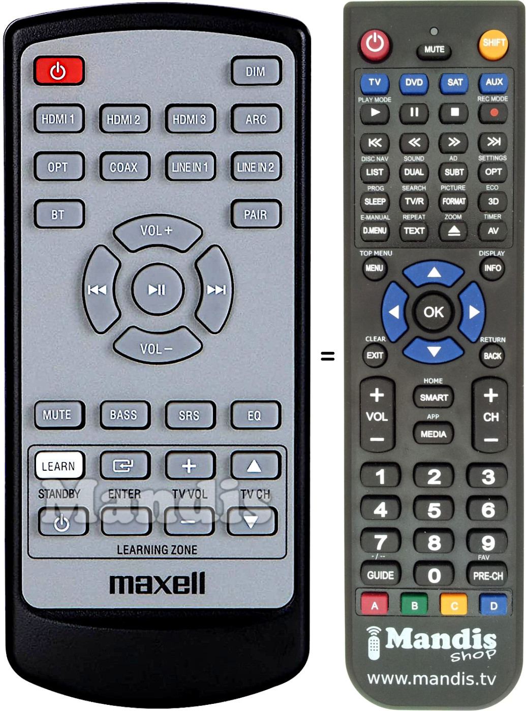 Replacement remote control Maxell MXSP-SB3000