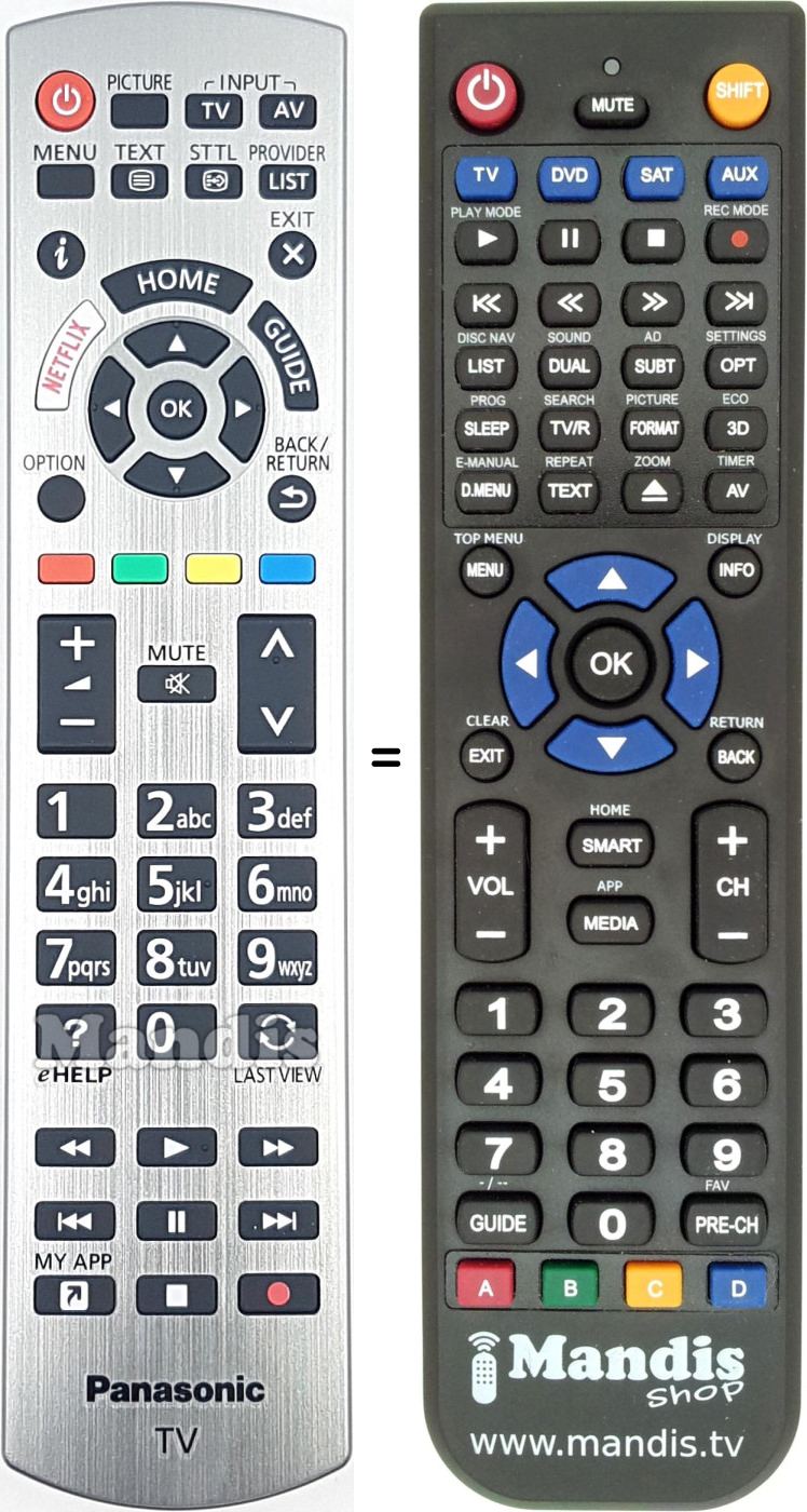 Replacement remote control Panasonic N2QAYB001247