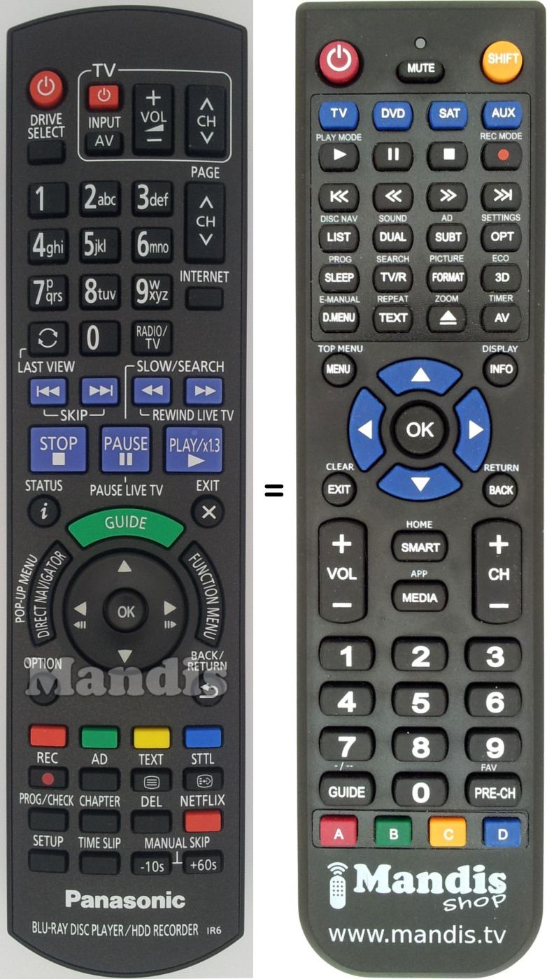 Replacement remote control Panasonic N2QAYB000763