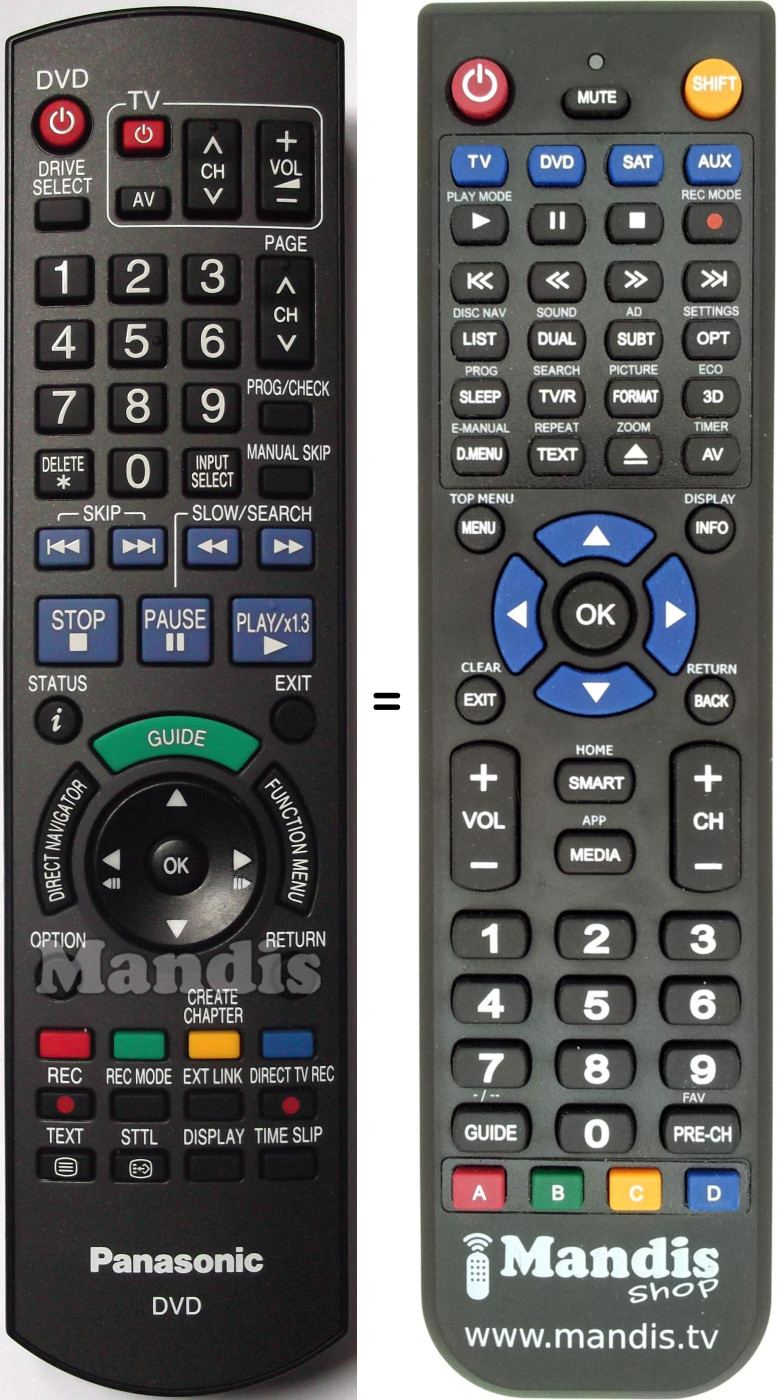 Replacement remote control Panasonic N2QAYB000127