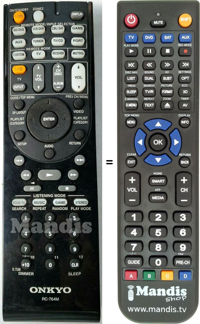 Replacement remote control Onkyo RC-764M