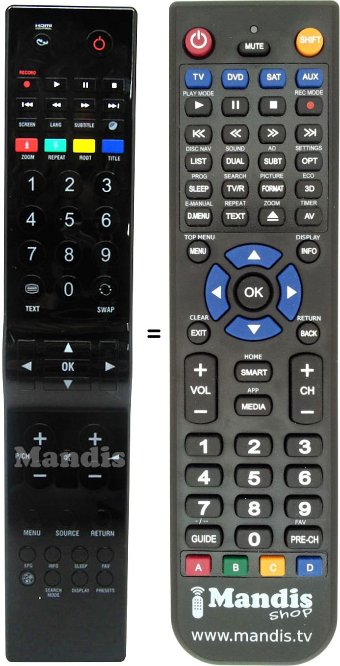 Replacement remote control Akai RC5100