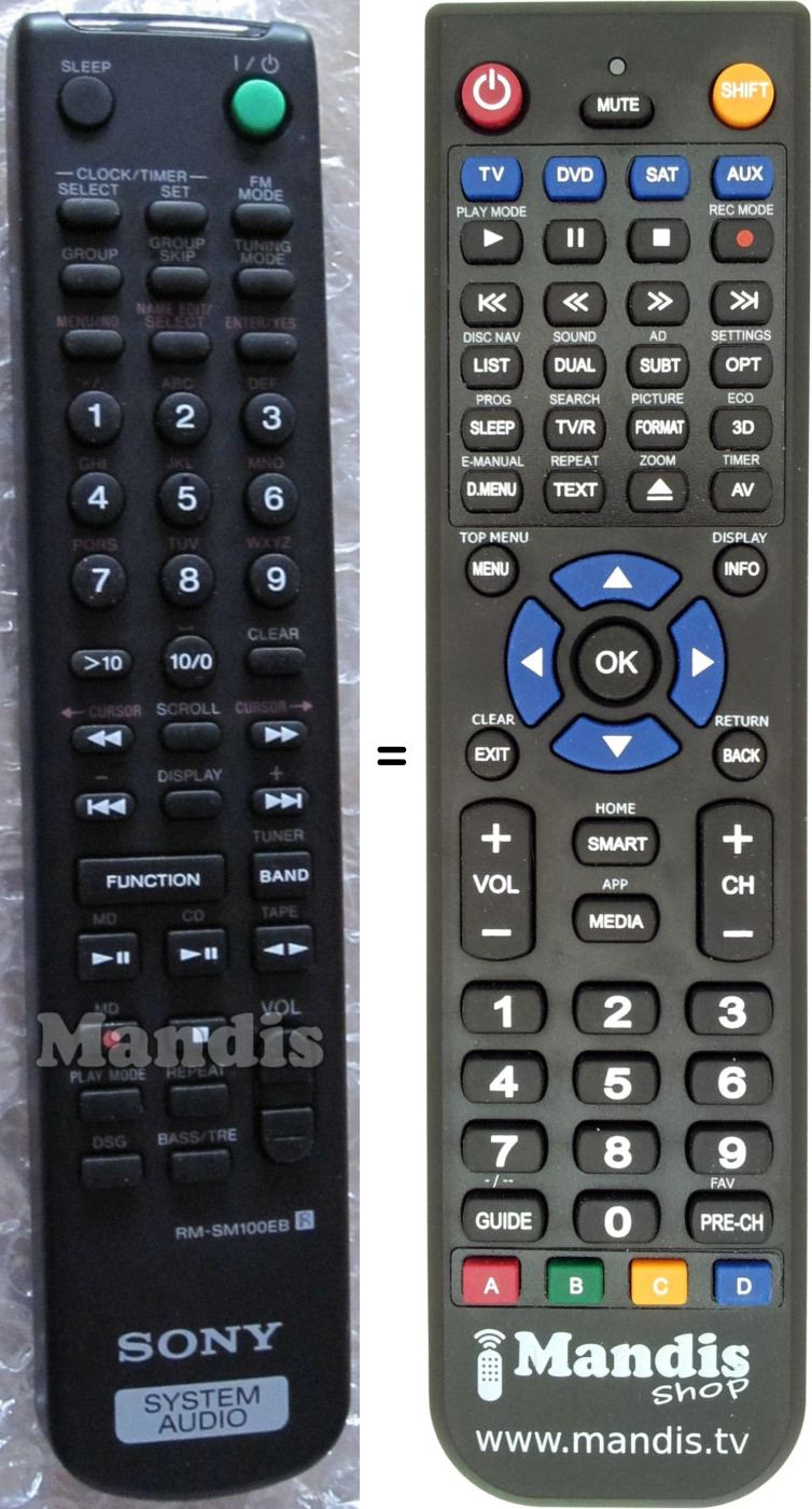 Replacement remote control RM-SM100EB