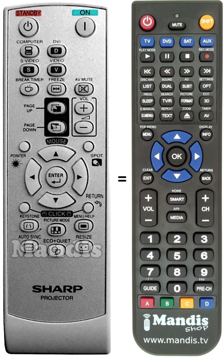 Replacement remote control RRMCGA581WJSA