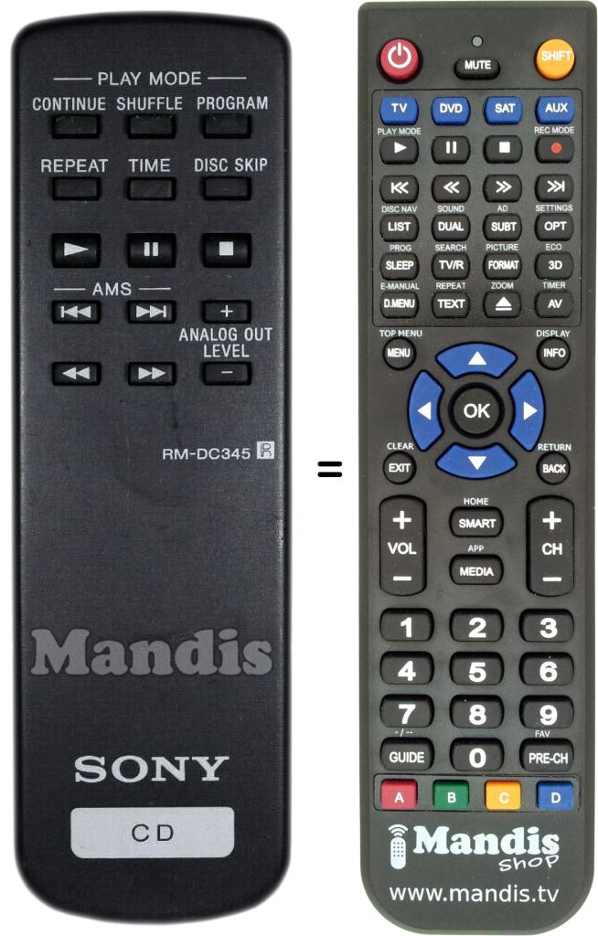 Replacement remote control Sony RM-DC345