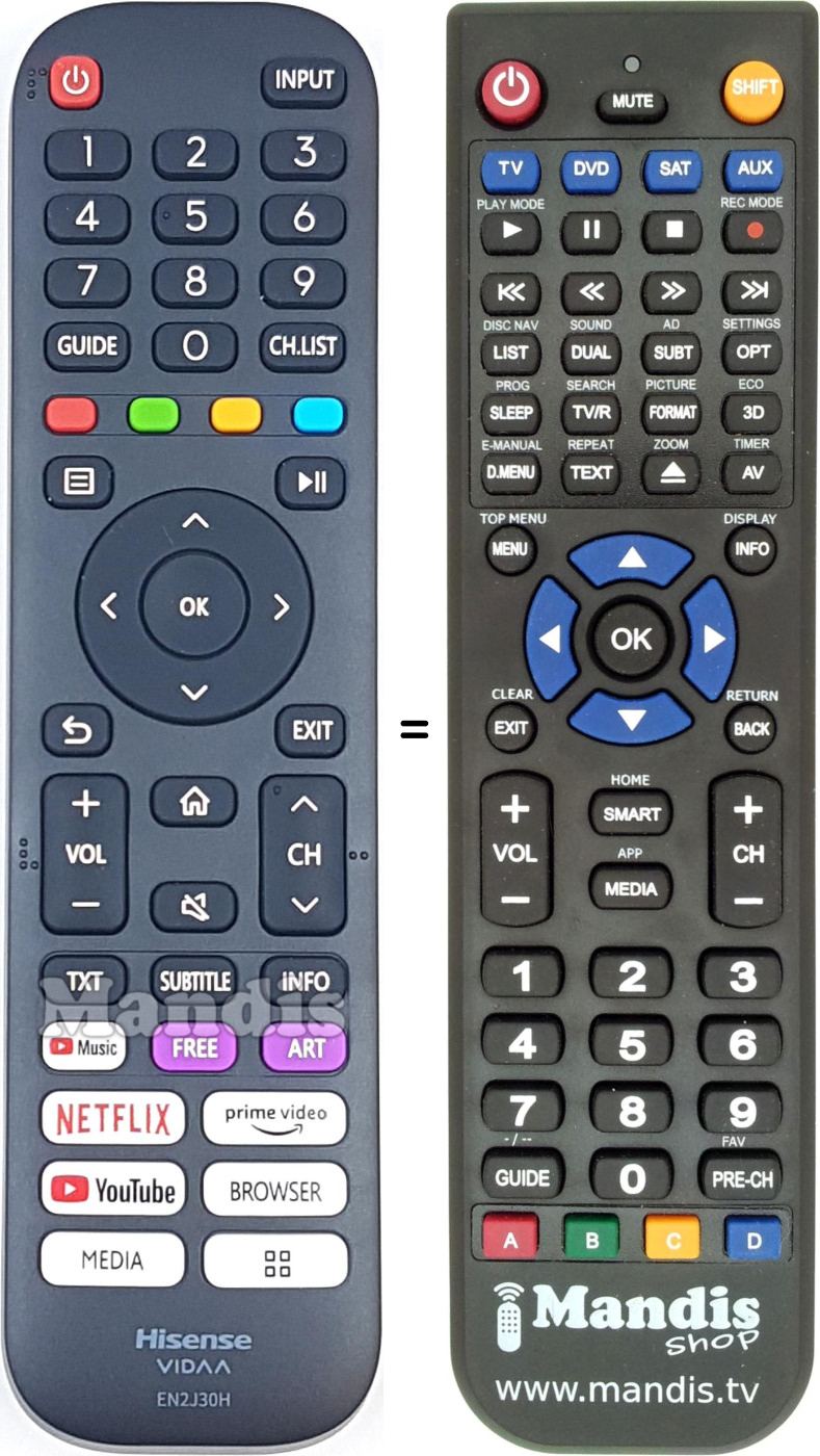 Replacement remote control EN2J30H