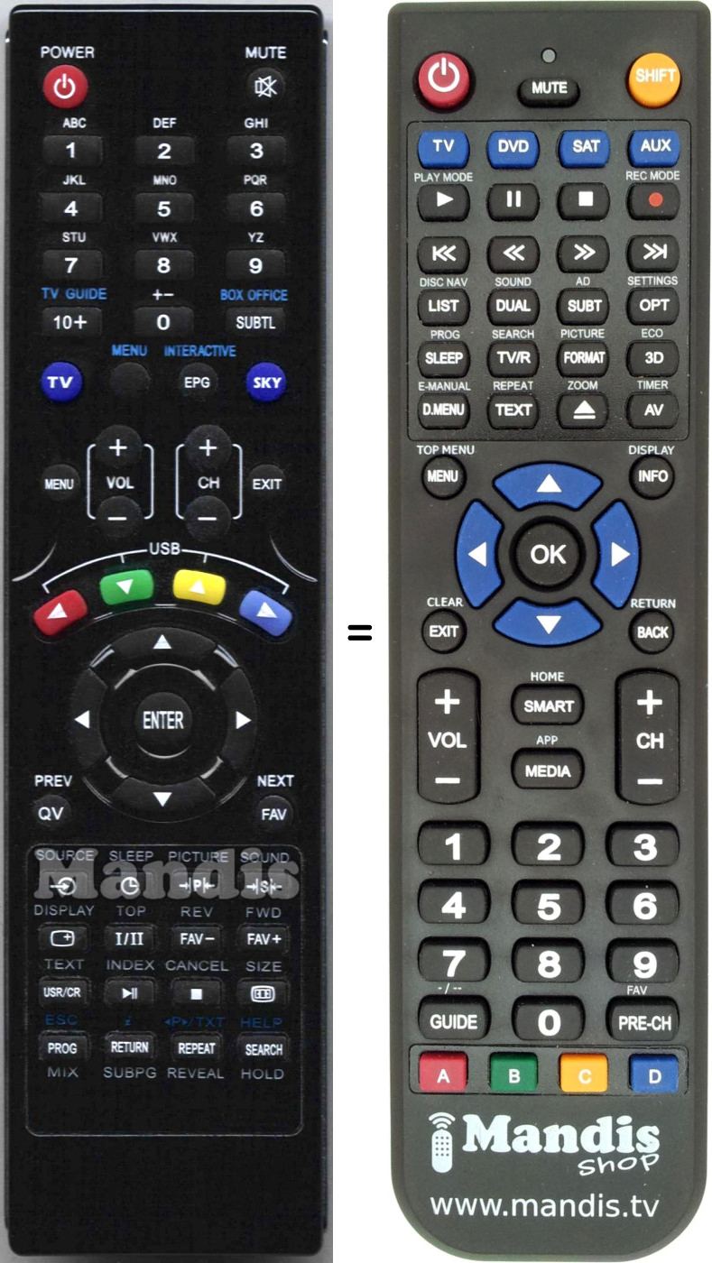 Replacement remote control NordMende VMT-DTV