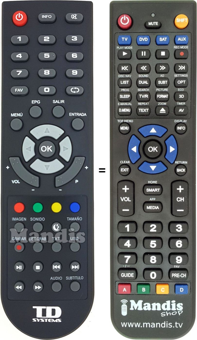 Replacement remote control TD Systems K24DLH8H