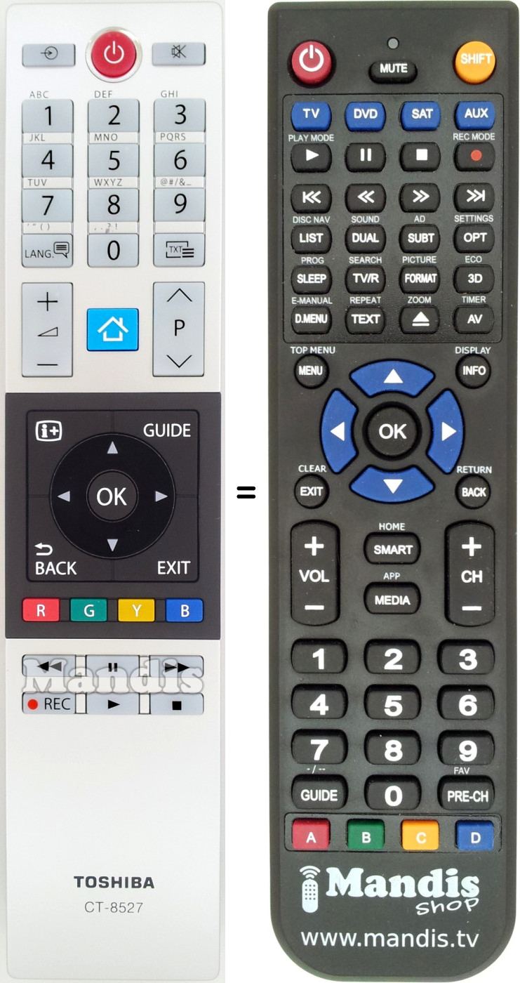 Replacement remote control Toshiba CT-8527
