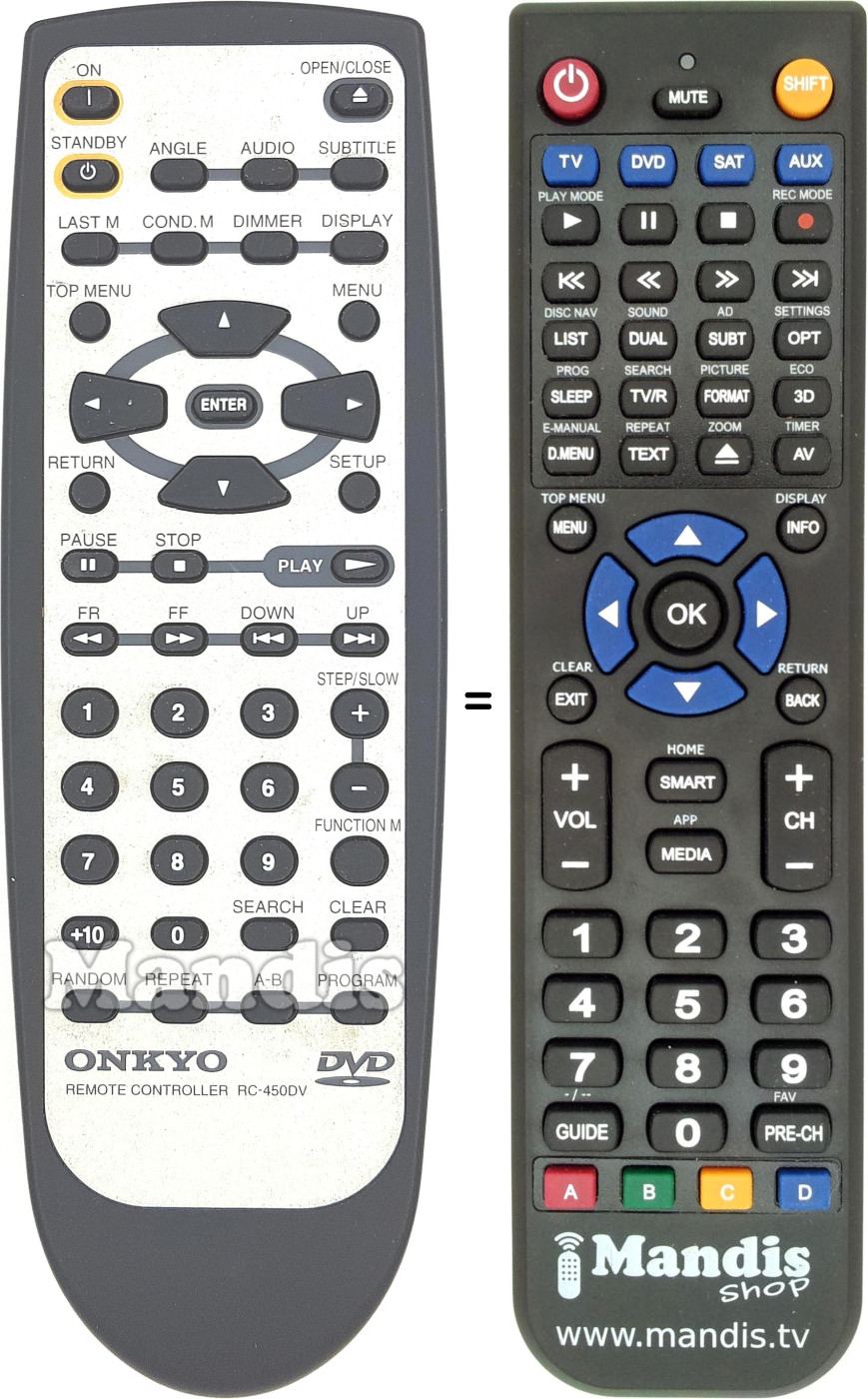 Replacement remote control RC-450DV