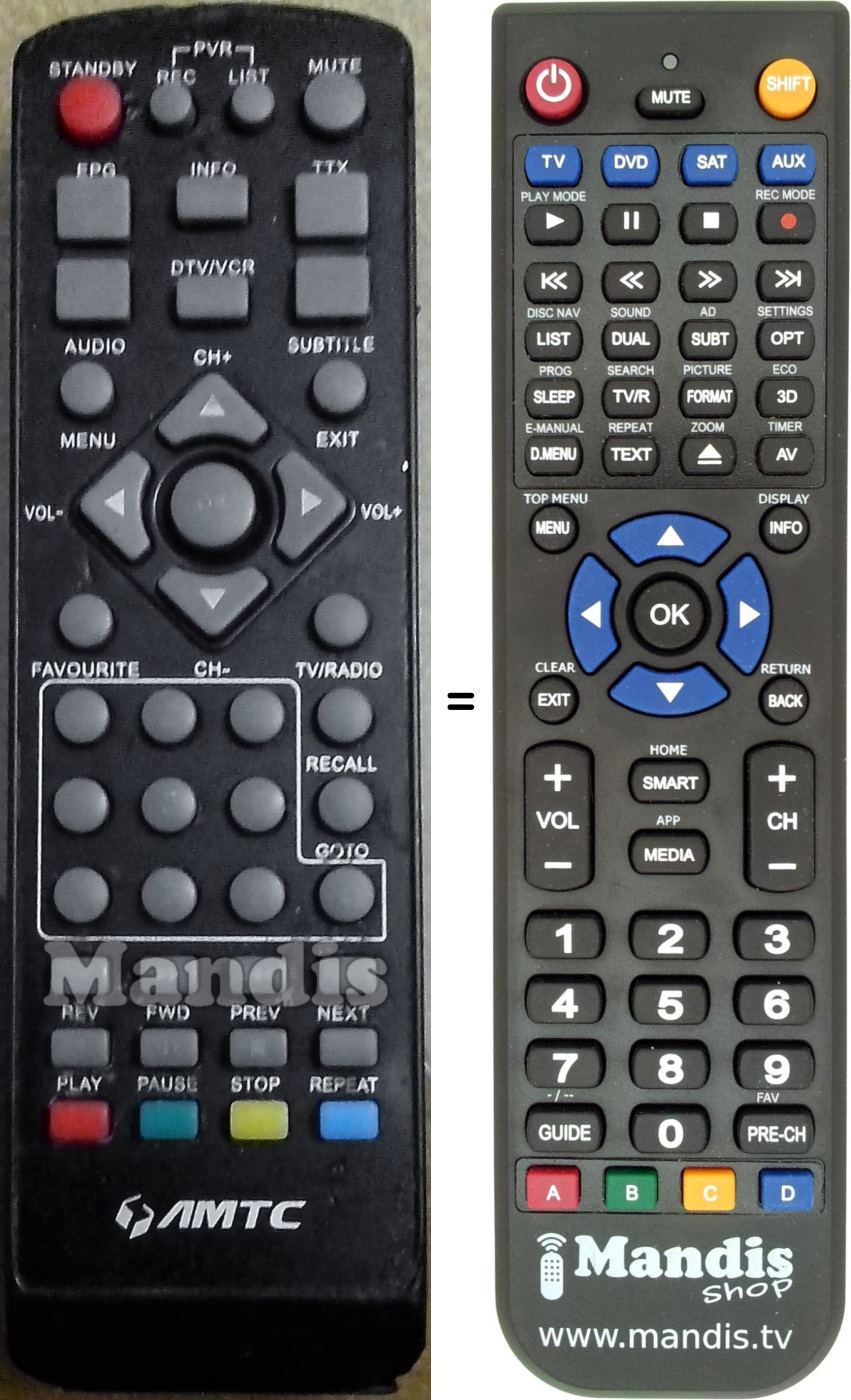 Replacement remote control AMTC DTHD290R