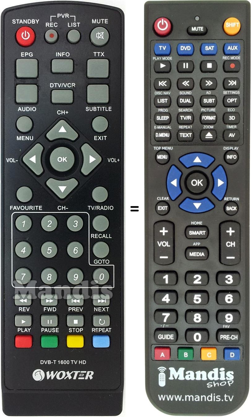 Replacement remote control DB-T1600 TV HD