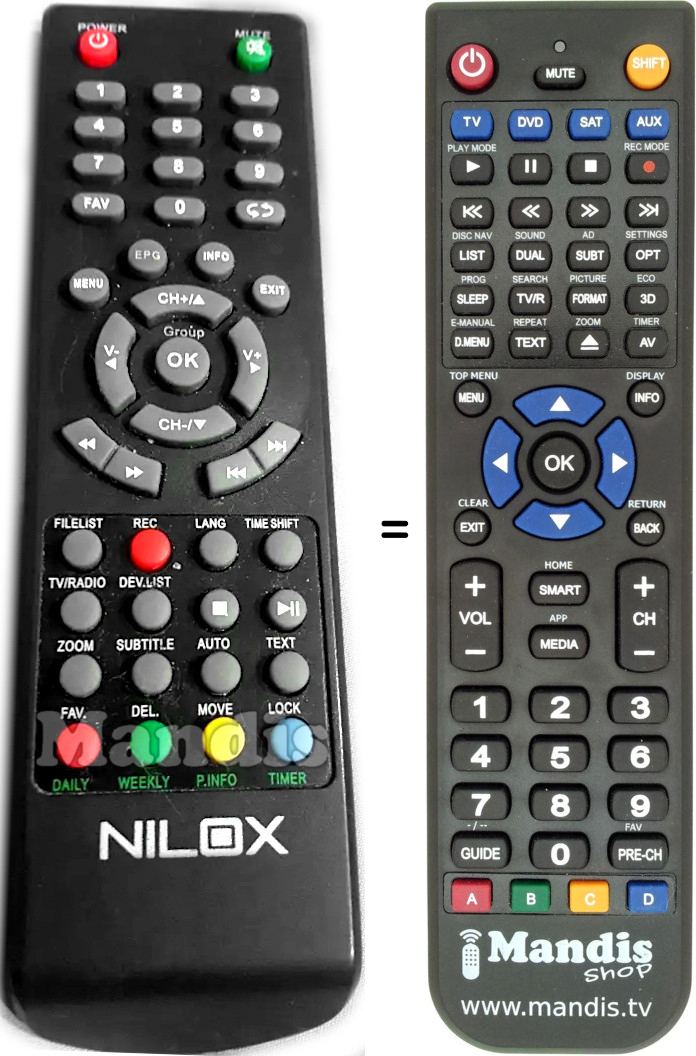 Replacement remote control NILOX REMCON200